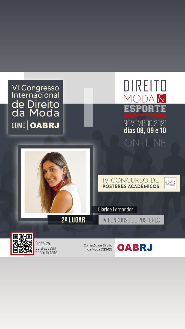 Prêmio no IV Concurso de Pôsteres do VI Congresso Internacional de Direito da Moda